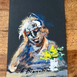 Umberto Bianchini, Oil Abstract Art on Paper, 1934-2010, Florence Italy